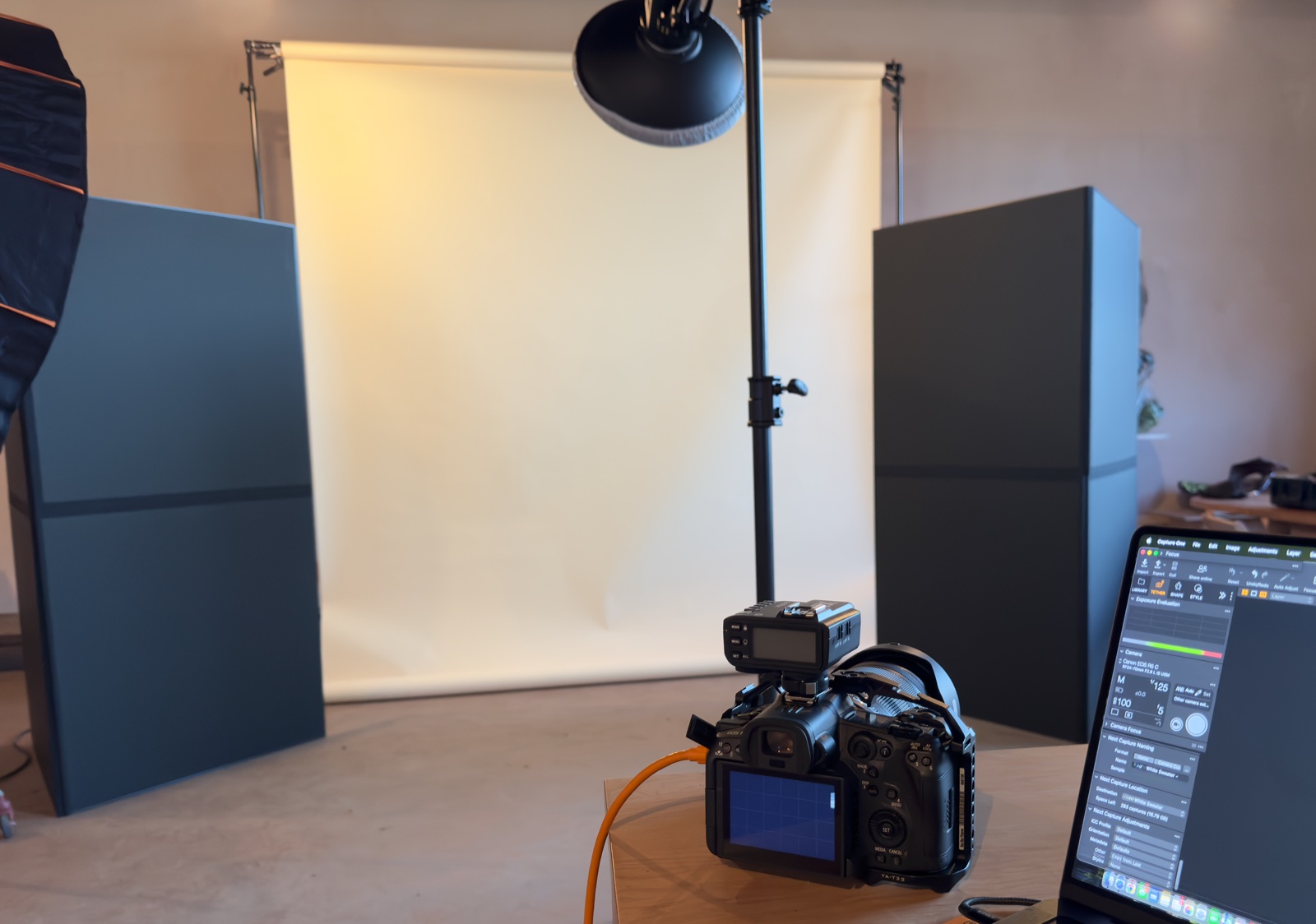 Tethered studio setup with Capture One
